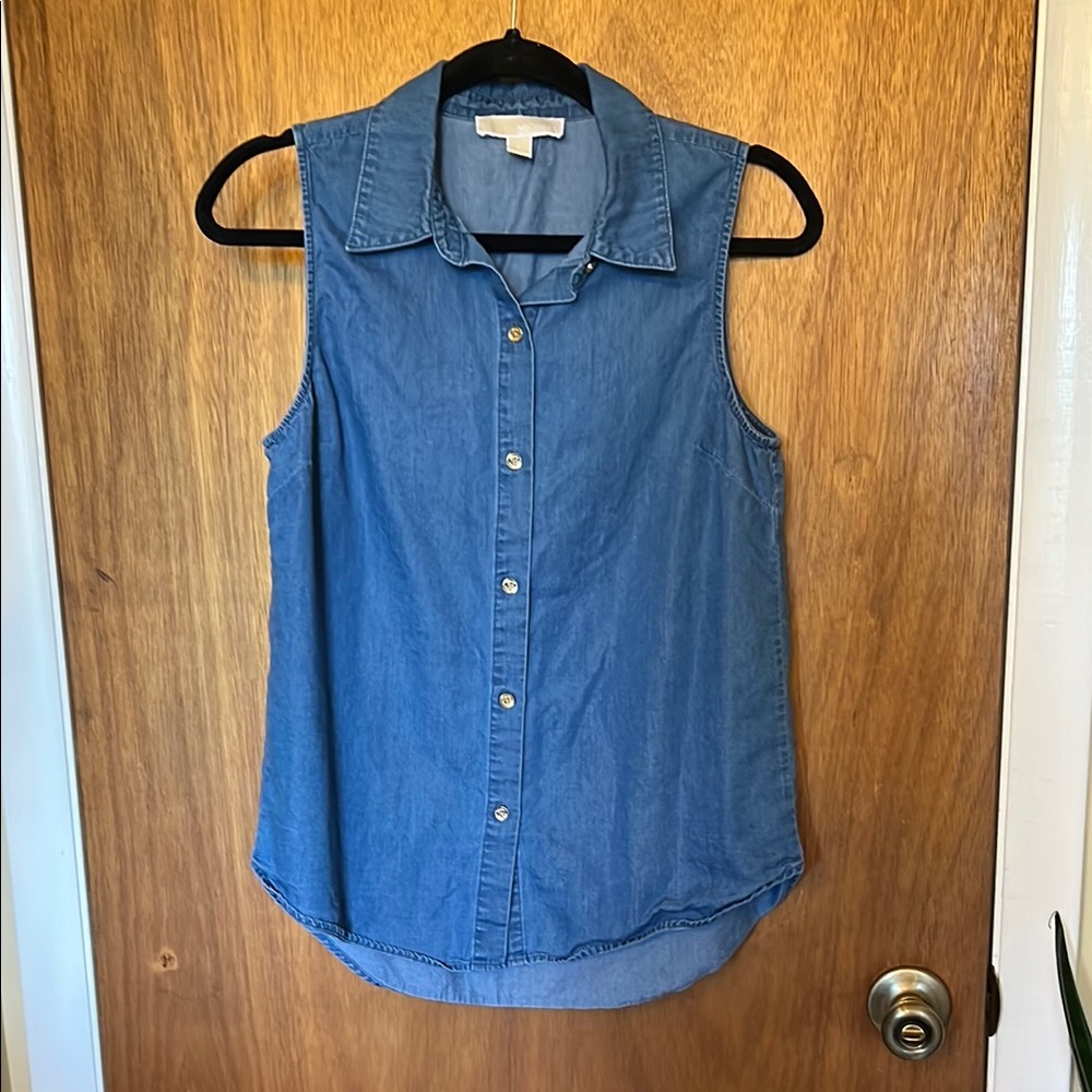 Michael Kors Sleeveless Denim Blue Top S